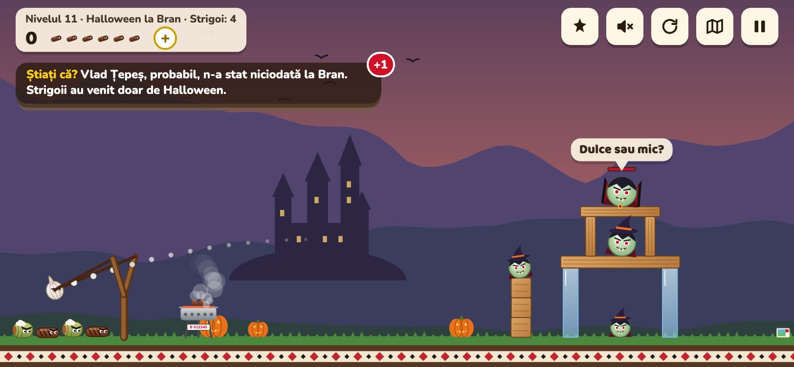 Halloween la Bran: strigoii costumați apără turnul, praștia e trasă